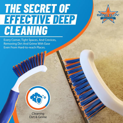 Bring It On Grout Cleaning Brush 2-Pack – Crevice Cleaning Brush with Stiff Nylon Bristles, 8-Inch Heavy-Duty Scrub Brush for Tile, Grout, Shower, Bathroom, Kitchen, Corners & Tight Spaces