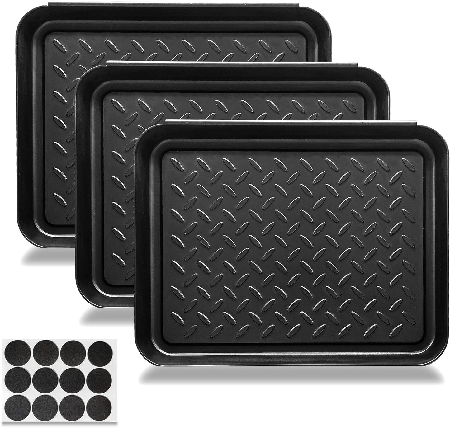 Boot Tray for Entryway Indoor, 3 Pack Wet Shoe Trays for Floor Protection, Non-Slip Plastic Boot Shoe Mat Tray w/Lip, Mudroom(13.7 inx10.8 inx1.2in)