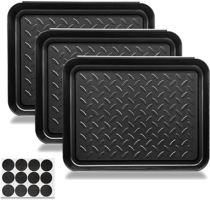 Boot Tray for Entryway Indoor, 3 Pack Wet Shoe Trays for Floor Protection, Non-Slip Plastic Boot Shoe Mat Tray w/Lip, Mudroom(13.7 inx10.8 inx1.2in)