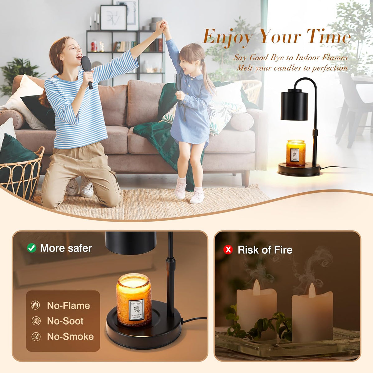 CASTLELIFE Candle Warmer Lamp with Timer & Dimmer, Height Adjustable Electric Wax Melt Warmer for Jar Candles, Gifts for Mom Home Decor, White