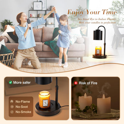 CASTLELIFE Candle Warmer Lamp with Timer & Dimmer, Height Adjustable Electric Wax Melt Warmer for Jar Candles, Gifts for Mom Home Decor, White