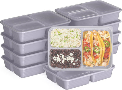 Bentgo Prep 3-Compartment Meal Prep Containers with Lids, 20 Piece Set | 4-Cup Capacity, Portion Control, Stackable, Microwave, Freezer & Dishwasher-Safe, PFAS & BPA-Free (Navy Blue)