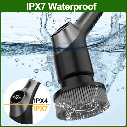Electric Spin Scrubber, Electric Shower Scrubber for Bathroom | Cleaning Brush Power Scrubber, LCD Display, 7 Brush Heads, IPX7 Waterproof, 2 Speed Shower Cleaner for Bath Tub Floor Tile