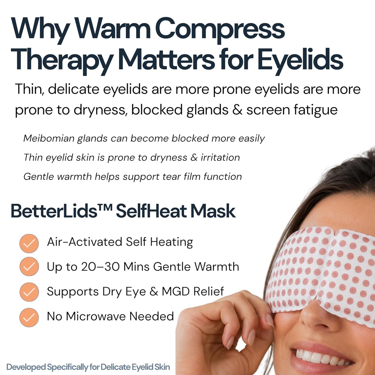 BlinkBetter BetterLids Self-Heating Eye Mask (30 Pack) | Warm Compress Therapy for Dry Eyes, Eyelid Hygiene & Blepharitis Care | Air-Activated Gentle Heat for MGD, Tired Eyes & Daily Lid Support