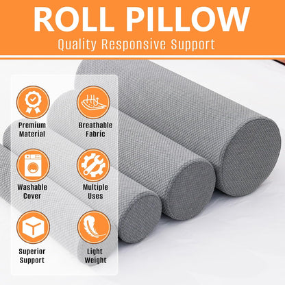 2 Pack Round Massage Table Bolster Pillow Pad, Bolster Pillow, Round Pillows, Suitable for Earthlite Massage Table (Grey, 4.7''x19.6'')