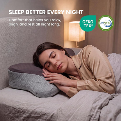 Sweetcrispy Cervical Pillow for Neck and Shoulder - Ergonomic Memory Foam Pillows, Contour Side Sleeper for Adults, Cooling Orthopedic Neck Support for Back Stomach Sleepers, White