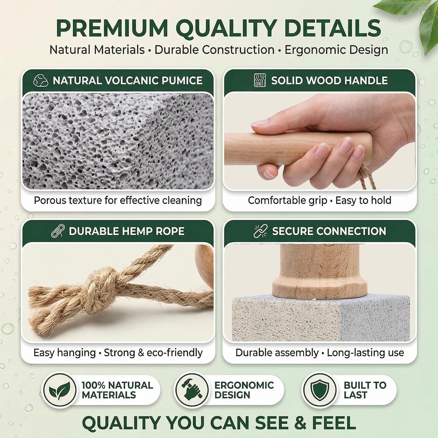 Pumice Stone 2-Pack Handle, Non-Scratch Toilet & Foot Cleaner | 2-in-1 Pumice Stone: Erases rust, hard water rings & calluses. Non-scratch handle, shapes to fit tight spots.