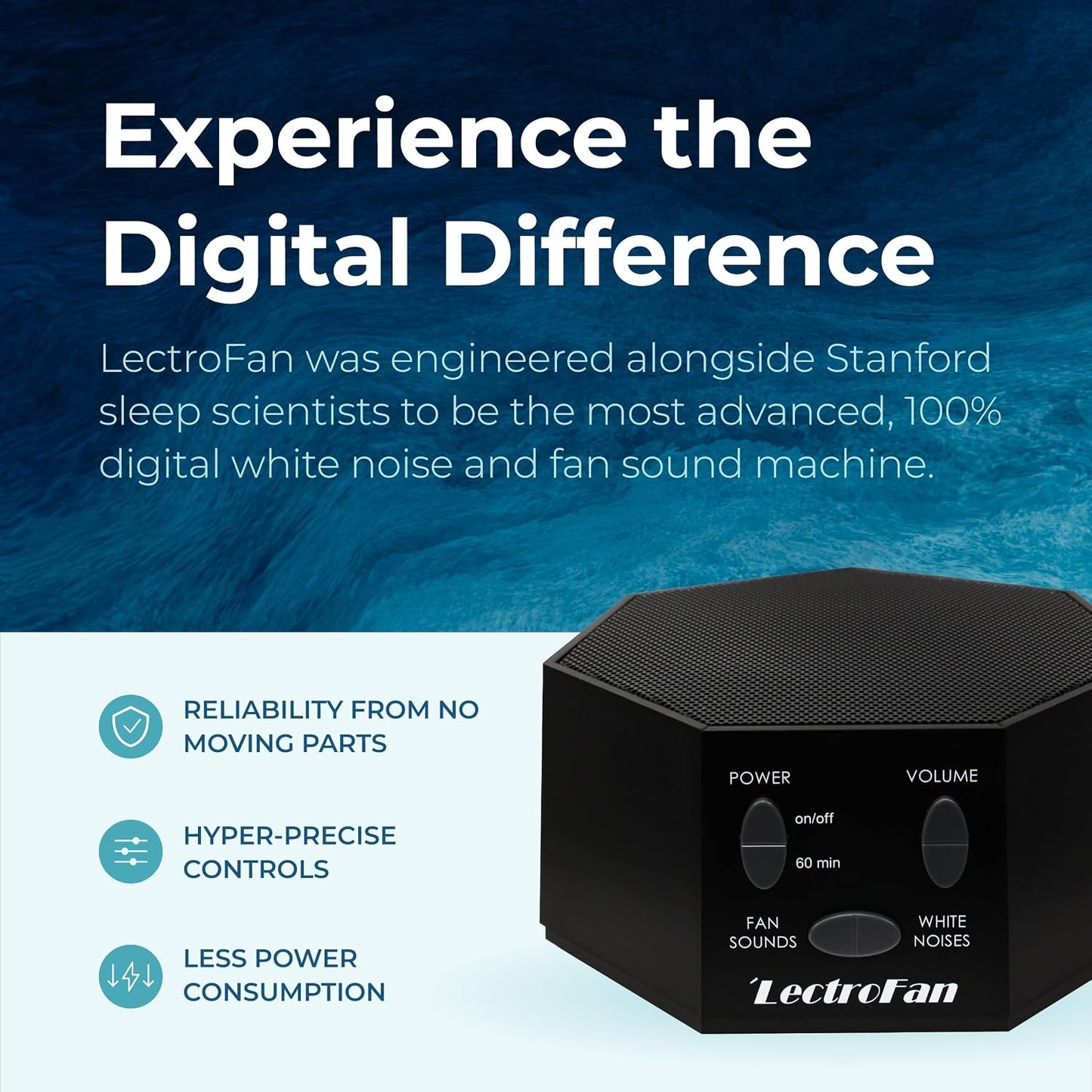 Adaptive Sound Technologies LectroFan Classic - Soothing Sound Machine for Sleep - Built-in Sleep Timer - Compact Design - Non-Looping Sounds - Speech Privacy - Black