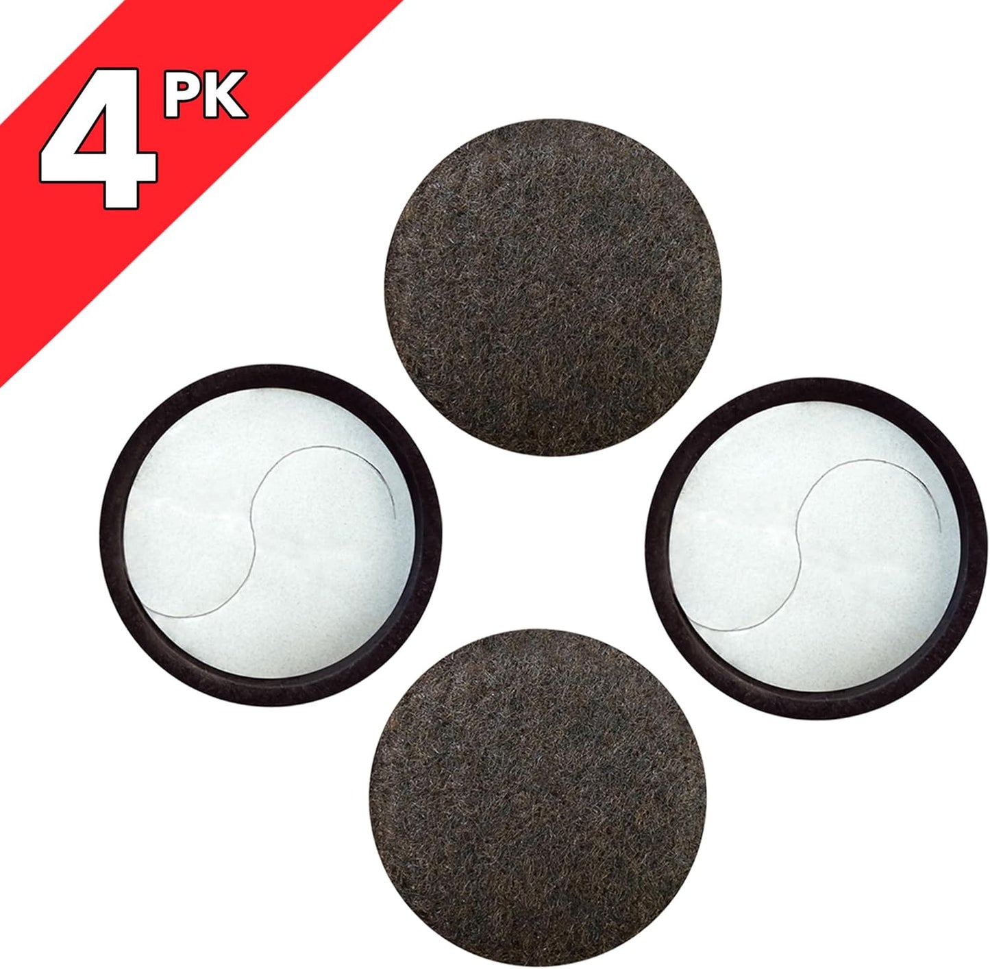 Super Sliders Secure Grip Formed Felt Movers for Furniture to Protect Hard Surfaces, 1.5", Walnut Brown (4 Pack)