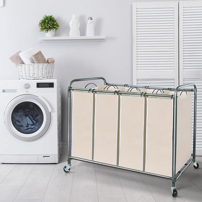 STORAGE MANIAC 3 Section Laundry Sorter, 35.6 Gal (135 L) Laundry Hamper Cart with Heavy Duty Rolling Lockable Wheels and Removable Bags, Clothes Organizer Basket Separator Hamper, Gray