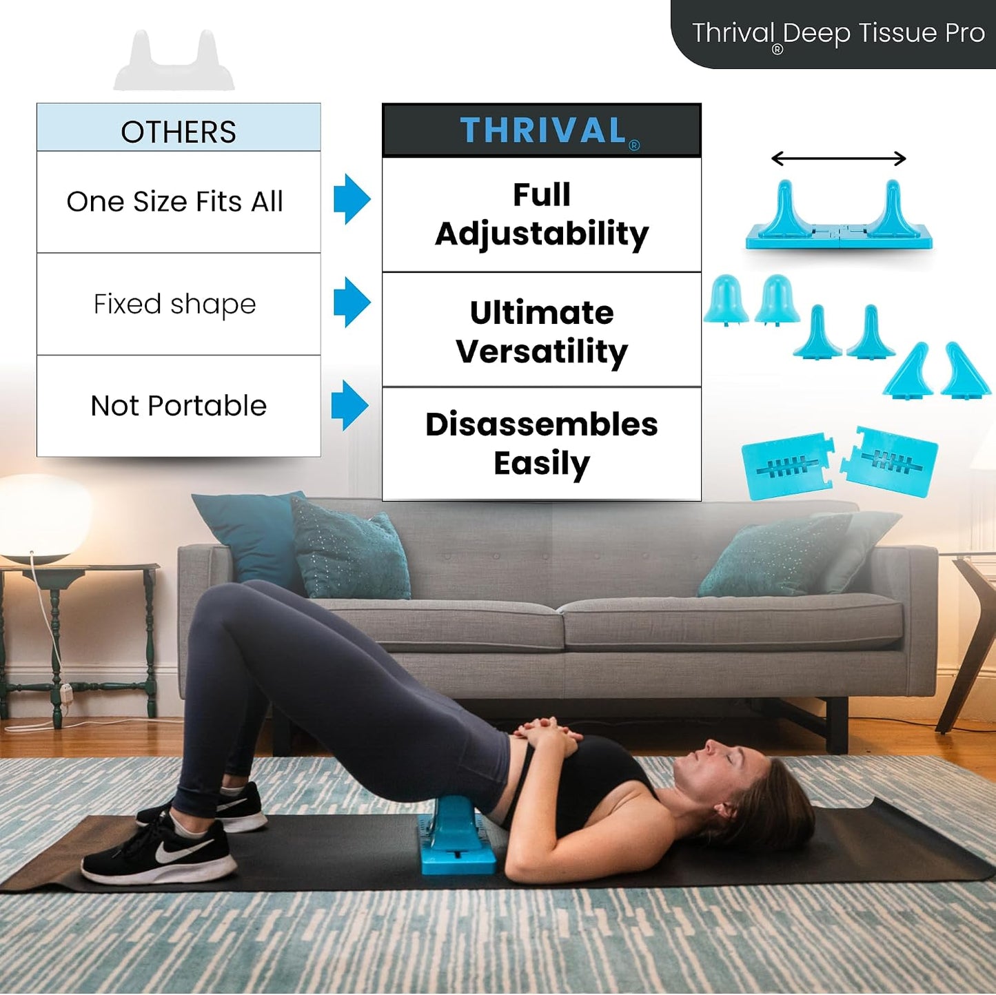 Arch Back Stretcher, Psoas Muscle Release Tool, Carbon Black | Fully Adjustable, Thrival App Compatible, Trigger Point Relief