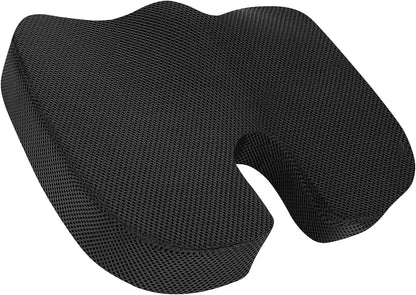 Amazon Basics Comfortable Seat Cushion & Lumbar Support for Office Chairs, Gel Enhanced Memory Foam, Non-Slip, Cooling, Portable, Pack of 2, Rectangular, Black