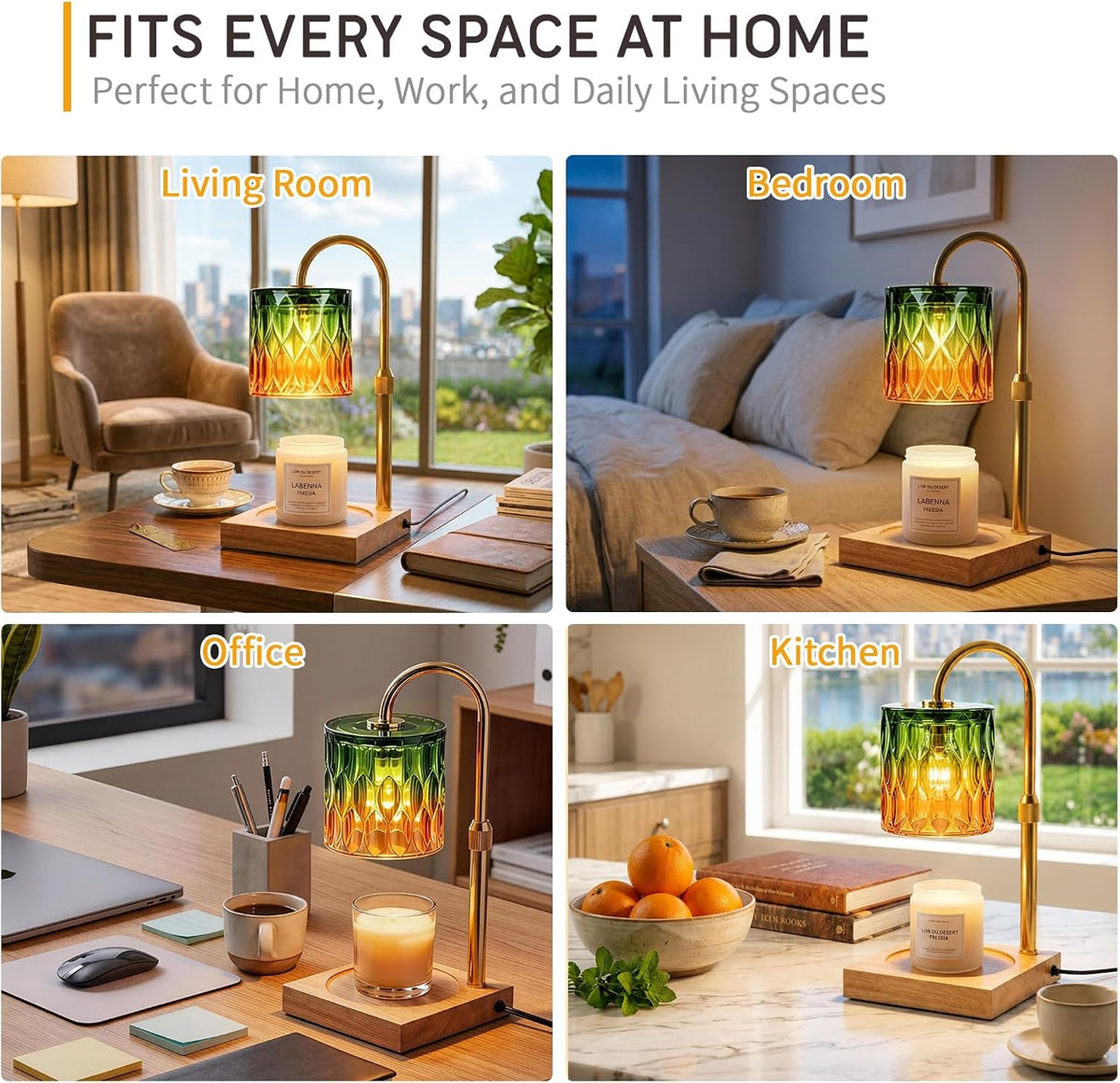 Candle Warmer Lamp with 3 Bulbs, Adjustable Height Dimmable Candle Warmer with Timer, Candle Lamp with Charming Gift Box Ribbon,Birthday Gifts for Women Mom, House Warming Gifts New Home Decor