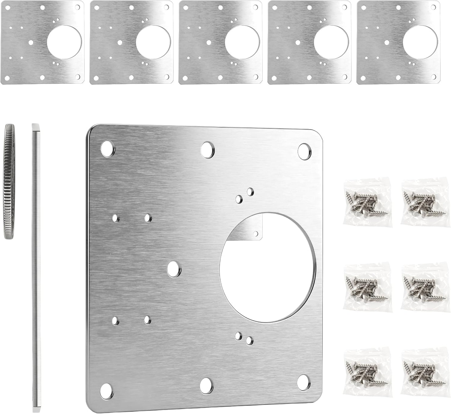 6 Pack 1mm Heavy Duty Cabinet Hinge Repair Plates, Stainless Steel Kit for Stripped Cupboard Door Hinges, 6 Large with 36 Screws, Kitchen Bathroom Furniture Fix