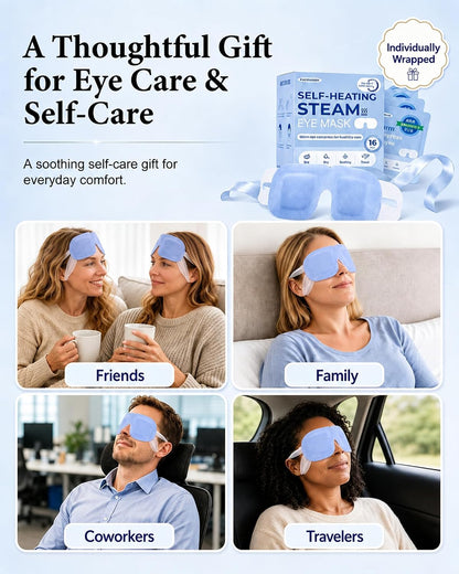 16 Pack Steam Eye Masks for Dry Eyes, Disposable Self-Heating Warm Compress