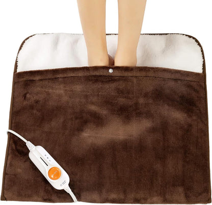 Gintao Electric Heated Foot Warmers for Feet,22"×20" Soft Foot Heating Pad | Flannel Sherpa,ETL/FCC Certified,3 Heat Levels&2H Auto Off, Feet Warmers for Women Men, for Bed Under Desk ,Office,Gifts,Gray