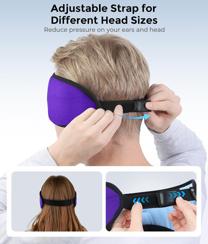 LOVE EYE Sleep Headphones Bluetooth 5.4 Sleeping Eye Mask Wireless Music Earphones with Built-in HD Speakers for Side Sleepers Cotton Sleeping Headphones for Women Men Gifts (Lavender Purple)