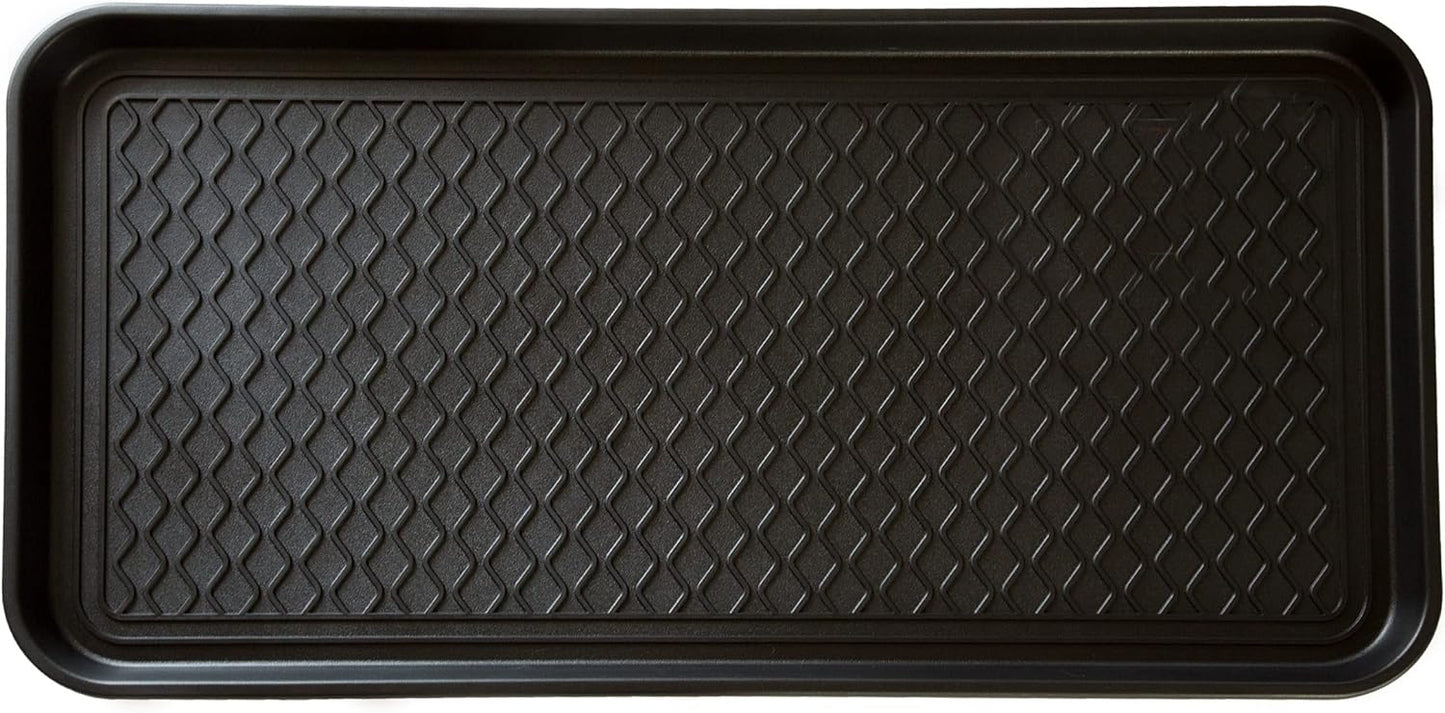 Stalwart 75-ST6012 All Weather Boot Tray-Water Resistant Plastic Utility Shoe Mat for Indoor and Outdoor Use in All Seasons (Black), Large