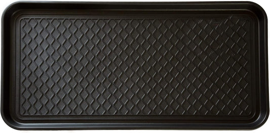 Stalwart 75-ST6012 All Weather Boot Tray-Water Resistant Plastic Utility Shoe Mat for Indoor and Outdoor Use in All Seasons (Black), Large