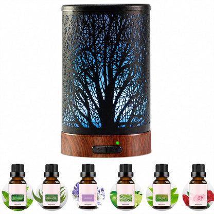 Essential Oil Diffuser - 150ML Metal Aromatherapy Diffuser for Essential Oils with 7 Colors Lights Gifts for Mom Auto Shut-Off & Ultrasonic Cool Mist Diffuser, Ambience for Home