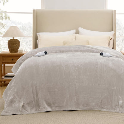 Bedsure Heated Blanket Throw Blanket with Preheat Function - Fast Heating Electric Blanket, Soft Flannel Throw with 6 Time Settings(Up to 10H), 6 Heating Settings, Gifts for Grandma (50"x60", Grey)