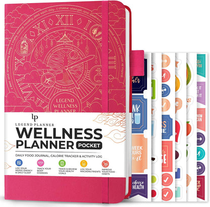 Legend Food Journal, Weight Loss & Meal Tracking Diary 5.8x8.3 Hot Pink