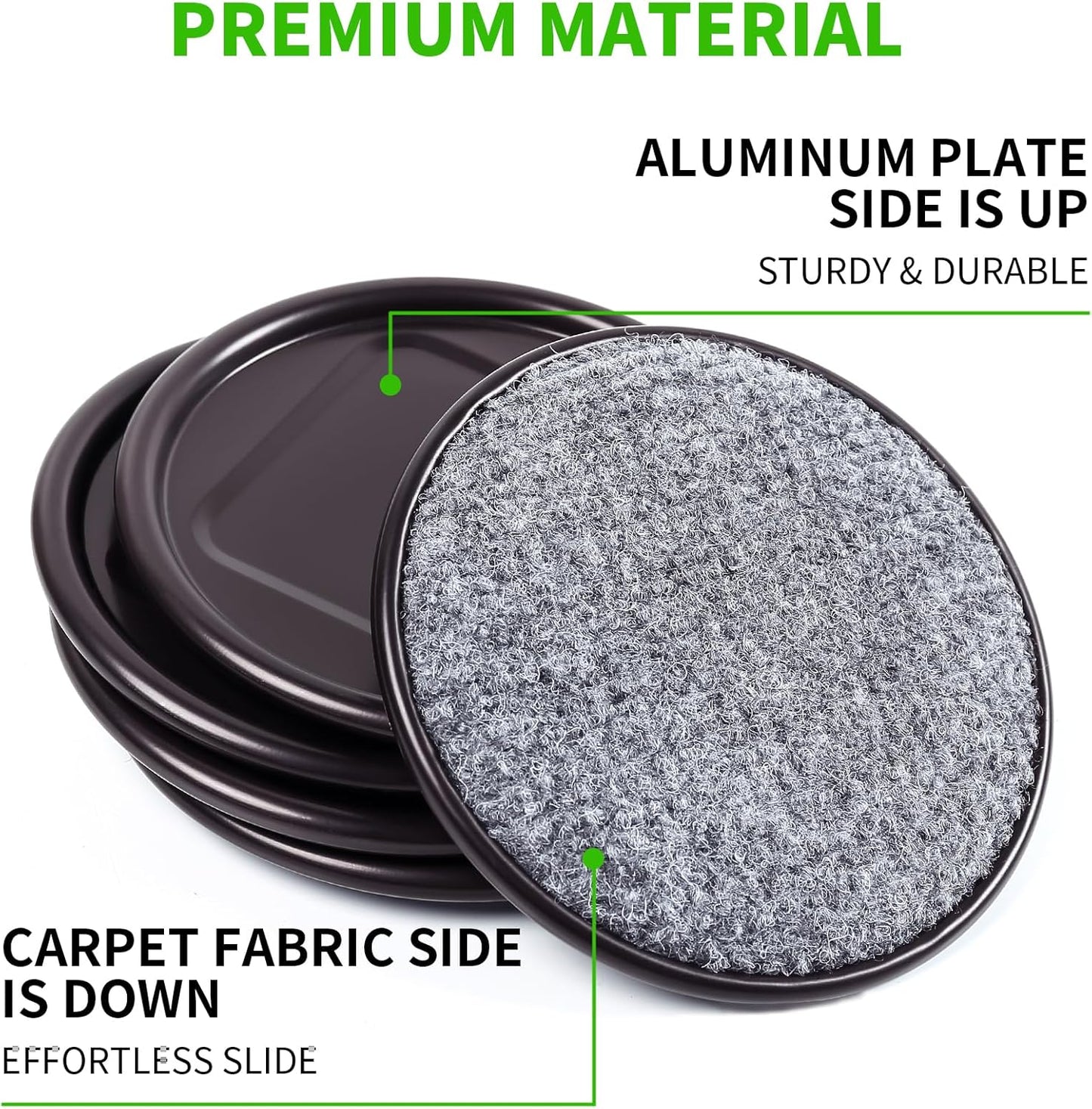 1 5/8" Round Carpet Bottom Furniture Caster Cups Furniture Coasters 24 Pack | Reusable Furniture Pads for Hardwood Floors, Carpet Sliders Floors Protectors to Tile or Laminate from Scratches, Brown/Gray