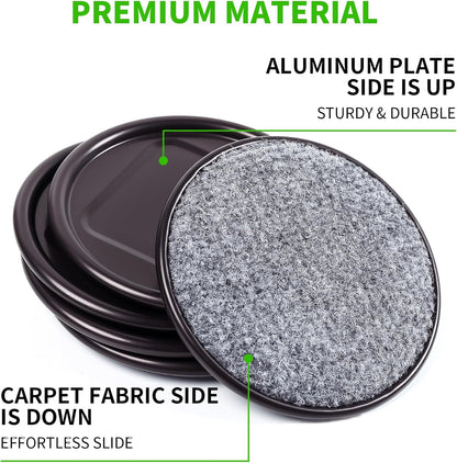 1 5/8" Round Carpet Bottom Furniture Caster Cups Furniture Coasters 24 Pack | Reusable Furniture Pads for Hardwood Floors, Carpet Sliders Floors Protectors to Tile or Laminate from Scratches, Brown/Gray