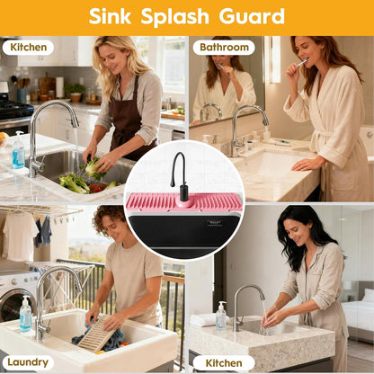 16" Silicone Faucet Mat for Kitchen Sink of The Lastest, Beige | 8° Slope Fast Self-draining, Kitchen Sink Water Splash Guard, Behind Faucet Draining Mat, for Bathroom Kitchen Sink Area