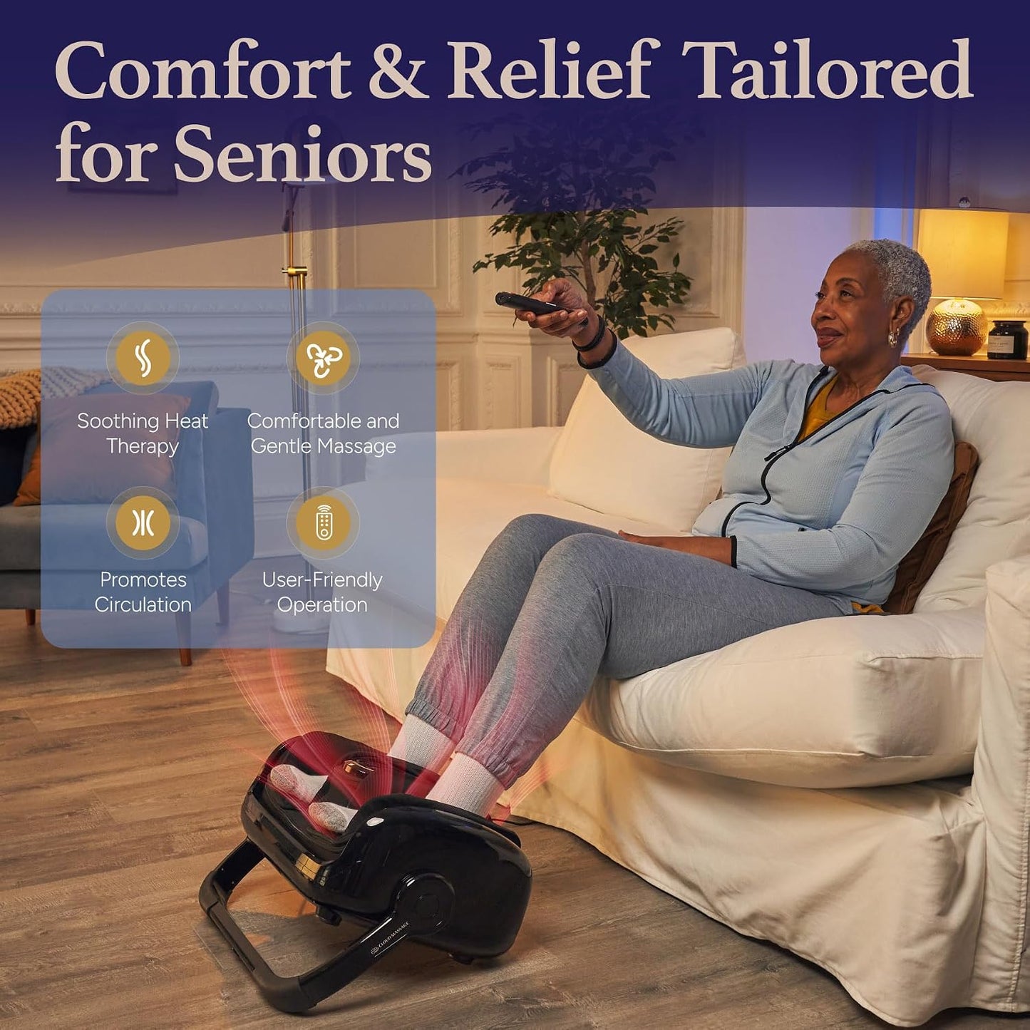 Shiatsu Foot Massager with Heat, Standard Size, Black | Deep Kneading & Compression, Adjustable Intensity, Multi-Mode Leg and Foot Massager with Remote Control, Anti-Slip Base