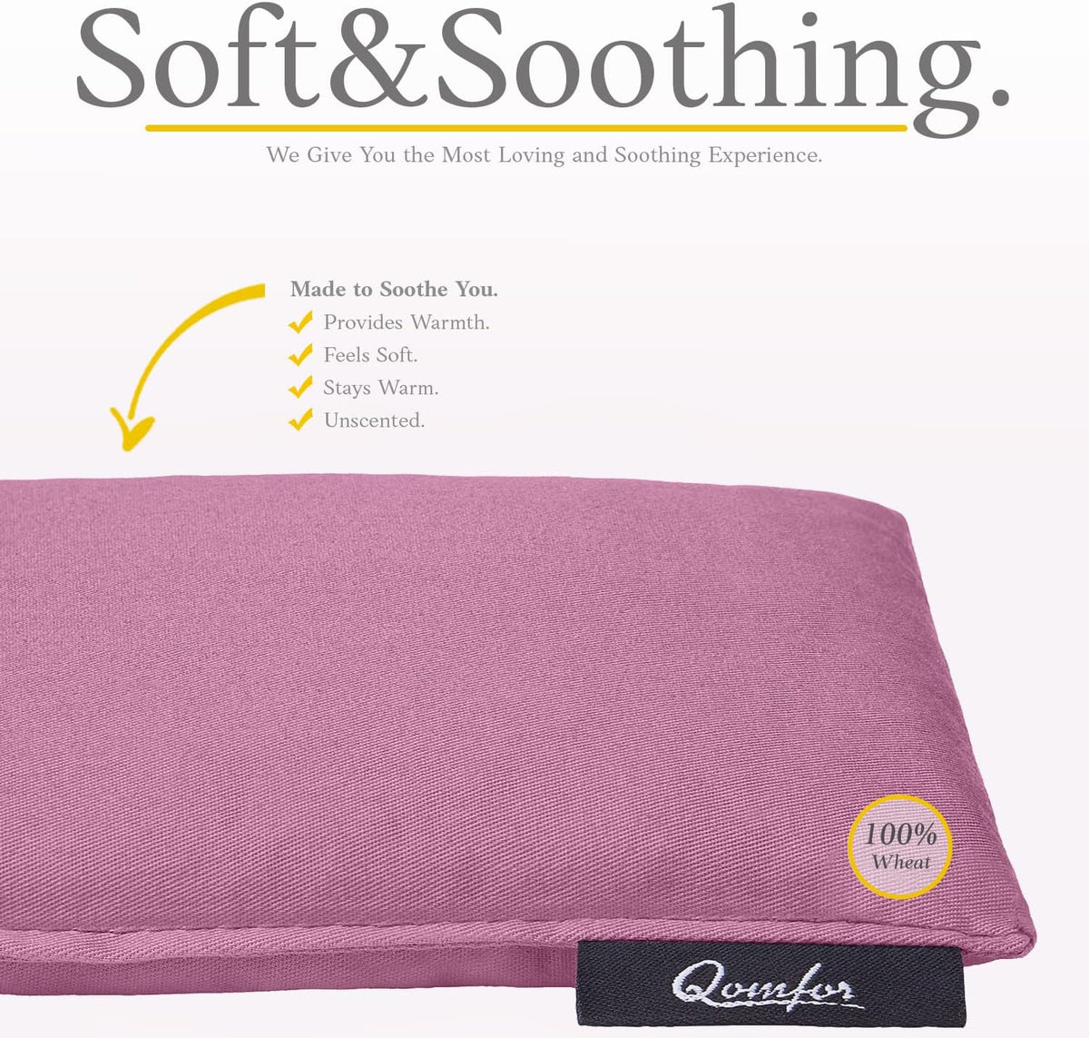 Qomfor - Microwavable Heating Pad - Mauve - 3-Chamber Design Heat Pack - Therapeutic Heat Wrap for Neck, Shoulders & Period Cramps Pain Relief - Reusable Hot/Cold Therapy Bag