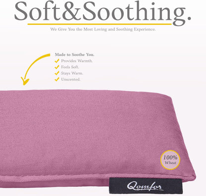 Qomfor - Microwavable Heating Pad - Mauve - 3-Chamber Design Heat Pack - Therapeutic Heat Wrap for Neck, Shoulders & Period Cramps Pain Relief - Reusable Hot/Cold Therapy Bag