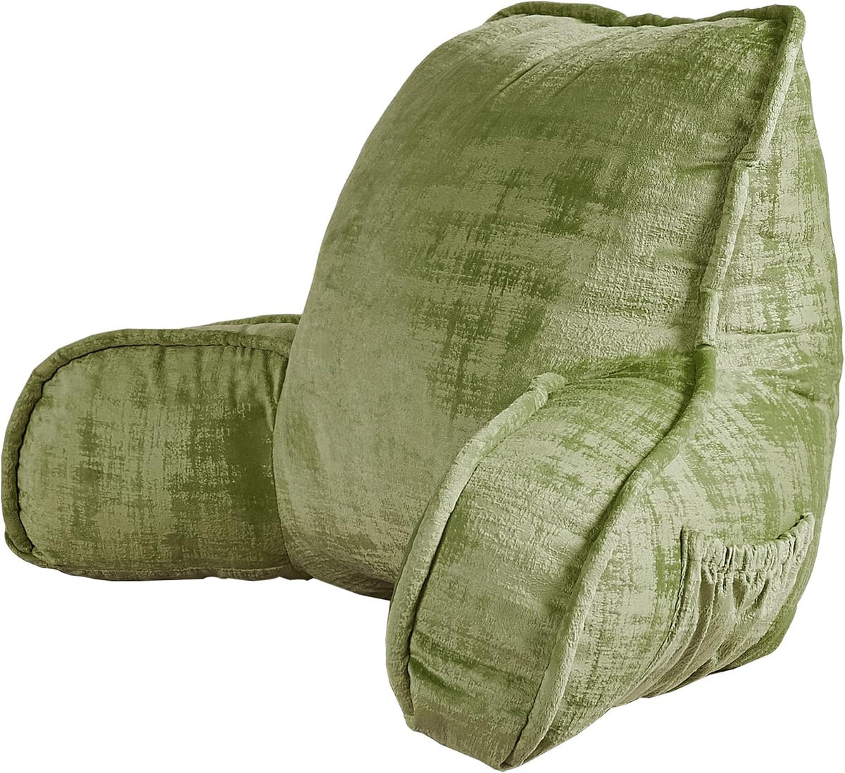 DIY Assembly Art Velvet Backrest Reading Bed Rest Pillow with Arms & Pockets, 18" H for Sitting in Bed Couch Sofa, Back Support Cushion with Removable Cover, 20"x18"x17", Aqua