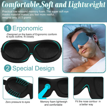 Bencailor 16 Pcs 3D Sleep Eye Mask 99% Blackout Mask with Adjustable Buckle No Eye Pressure Nose-Free Breathable Blindfold for Side/Back/Stomach Sleepers, Travel, Office Naps(Large)