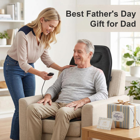 COMFIER Back Massager with Heat, Vibration Massage Seat Cushion with 8 Massage Nodes & 5 Modes, Adjustable Chair Massager Pad for Home Office, Heated Chair Pad, Gifts for Women Men Mom Dad