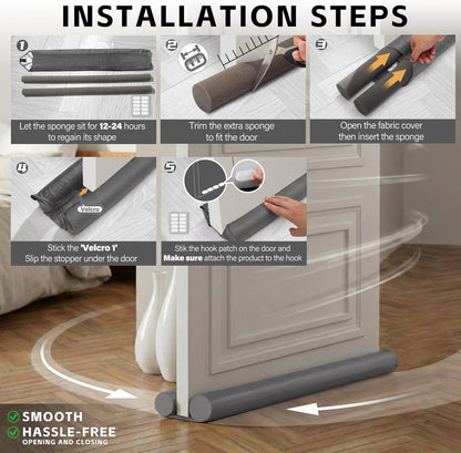 MAXTID Under Door Draft Stopper for Bottom of Doors 38" Black | Door Blocker Noise Reduce Light Cold Air Guard Breeze Sound Proof Door Sweep Door Seal Insulation Strip Gap Filler