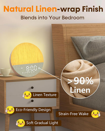Sunrise Alarm Clock with Sounds Machine:Gentle Wake Up for Heavy Sleepers | Relieve Anxiety Dimmable Clock with Bluetooth Memory for Bedroom - White Noise Machine with 30 Sleep Sounds