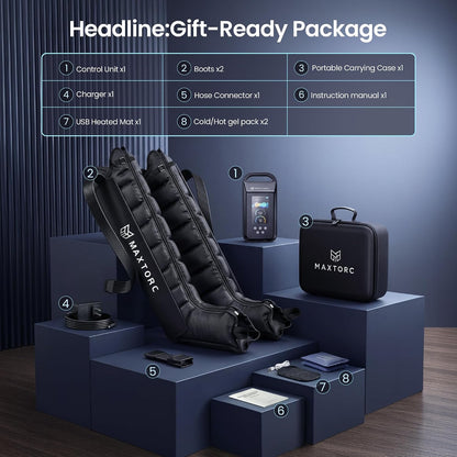 FSA-HSA Eligible Compression Recovery Boots, Air Boots Pressotherapy Boots 50-250 mmHg, Full Leg Compression Massager for Improved Circulation, Lipedema, Lymphatic Leg Massager, Pain Relief