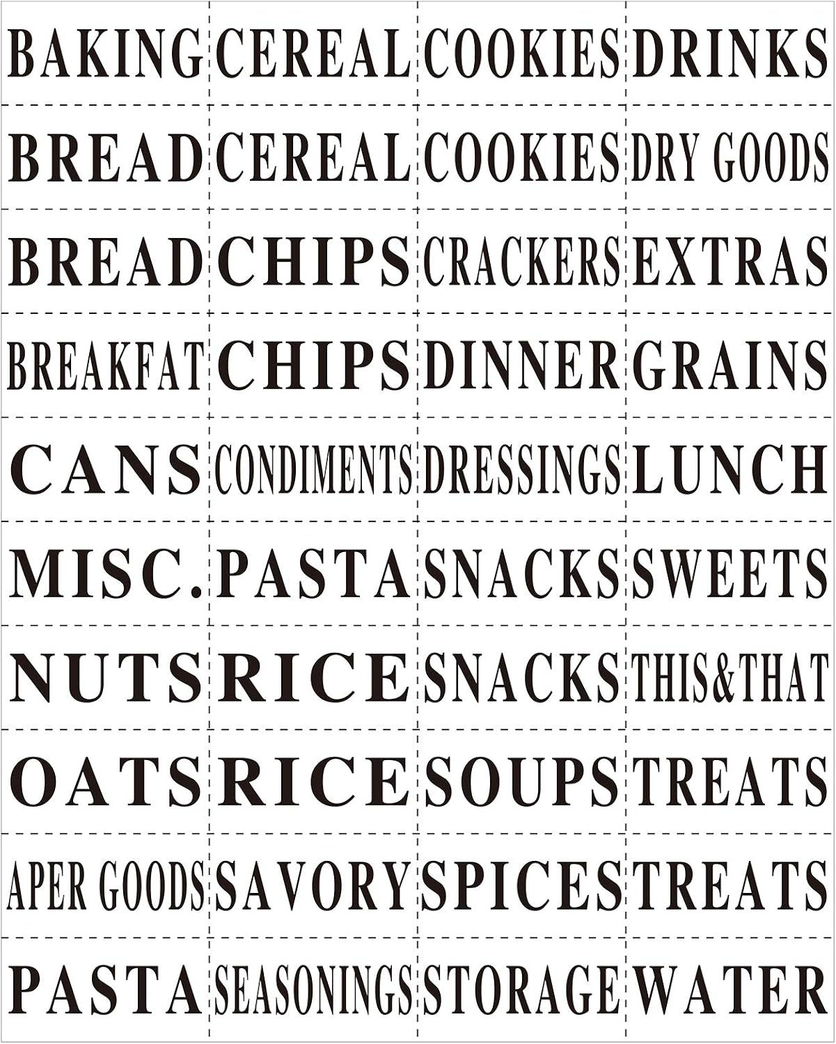 Zonon 8 Pack Basket Labels Clips with 40 Pcs Pantry Labels Set Removable Bin 3.5 x 2.4 Inch - for Kitchen, Pantry, Black & White Words