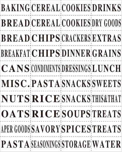 Zonon 8 Pack Basket Labels Clips with 40 Pcs Pantry Labels Set Removable Bin 3.5 x 2.4 Inch - for Kitchen, Pantry, Black & White Words