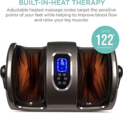 Best Choice Products Shiatsu Foot Massager with Heat for Plantar Fasciitis & Neuropathy, Kneading Foot & Calf Massager with Remote, 360° Adjustable Handle, Rolling & Compression Massage - Navy