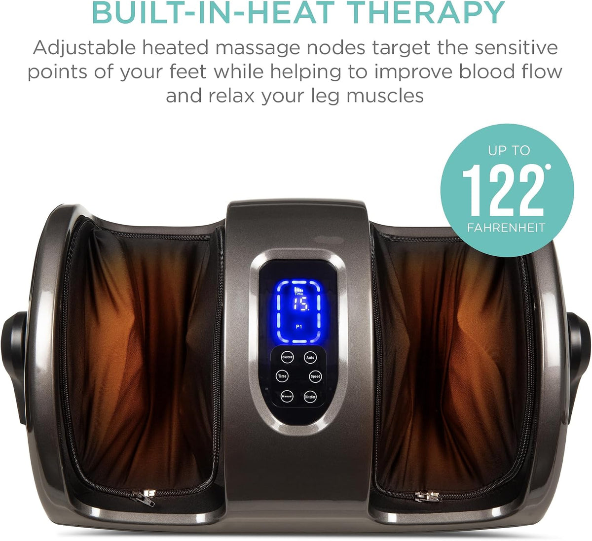 Best Choice Products Shiatsu Foot Massager with Heat for Plantar Fasciitis & Neuropathy, Kneading Foot & Calf Massager with Remote, 360° Adjustable Handle, Rolling & Compression Massage - Navy