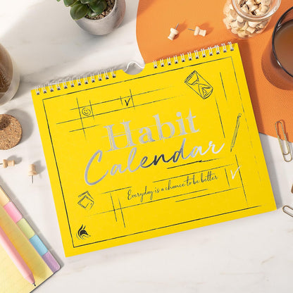 Clever Fox Habit Tracker Calendar, 24-Month Daily Goal Journal Black