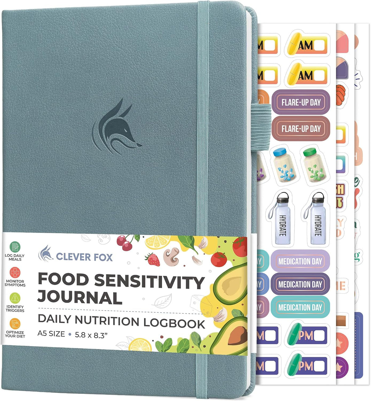 Clever Fox Food Sensitivity Journal & Symptom Diary, 8.5x11 Purple