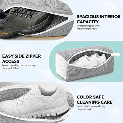 Shoe Washing Machine Bag - 360° Deep Clean shoe washing bag - 2Pc | Laundry Shoe Bag for Washer and Dryer - Reusable Shoe Cleaning Bag -Shoe Bag for Washing Sneakers etc with Zip Lock - Yellow