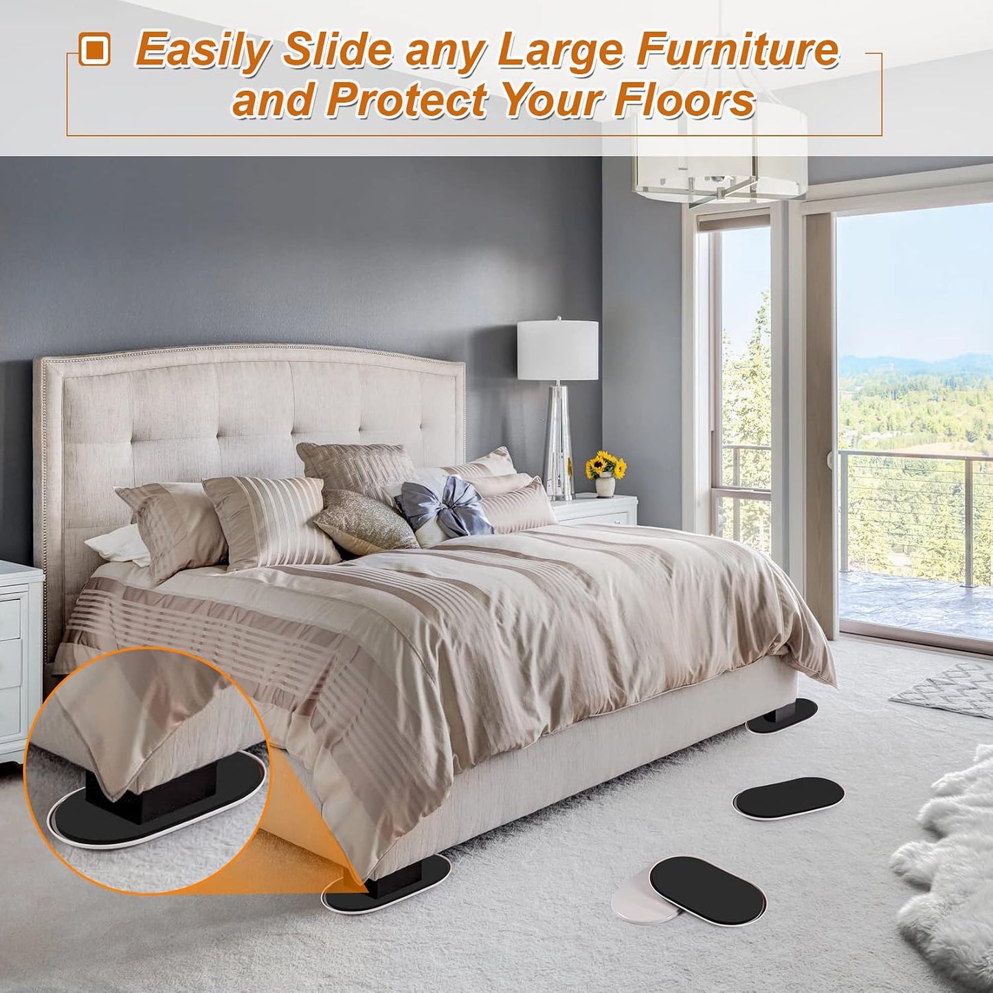 Furniture Sliders for Carpet 16 PCS - 3 1/2" | Heavy Duty Furniture Movers Sliders, Reusable Moving Pads, Easily and Safely Move Any Item, Floor Protection