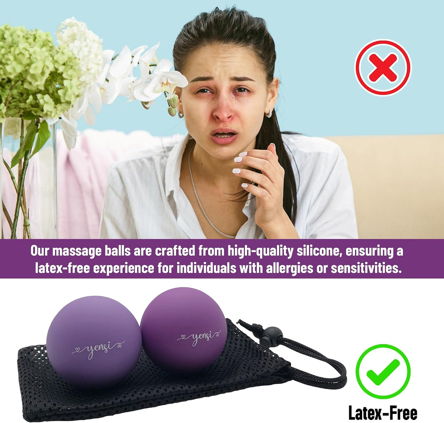 Silicone Massage Lacrosse Balls for Trigger Point Therapy, Muscle Knots, and Physical Therapy. Set of 2 Balls with Carrying Bag. Latex-Free. Ideal for Deep Tissue Massage and Myofascial Release