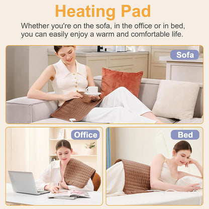 Heating Pad,Heated Blanket,Heating Pad for Back Neck,Grey,24x12 Inch | Electric Heating Pad,Dry/Moist Heat Heating Pads,Heating Pads for Shoulder,Abdomen,Heat Pad for Women Men,Birthday Gift