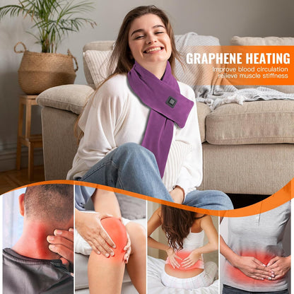 Girasol Heated Neck Wrap Heated Scarf for Neck Pain Relief, Neck Heating Pad with 5000mAh Power Bank, Cordless Thermal Neck Brace Electric Heated Neck Warmer with 3 Heating Levels (Purple)