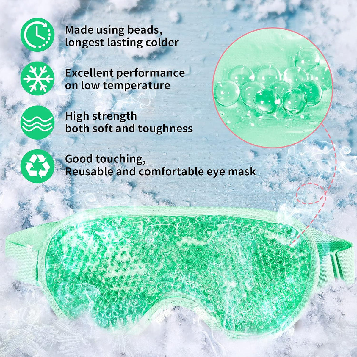 Cooling Eye Mask with Gel Beads, Reusable Cold Eye Mask for Puffy Eyes, Dark Circles, Sleep, Relaxation, Soft Cooling Eye Pads for Men Women（Purple）
